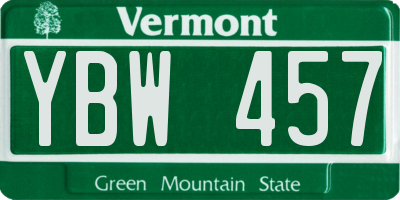 VT license plate YBW457