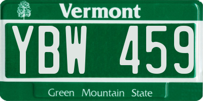 VT license plate YBW459