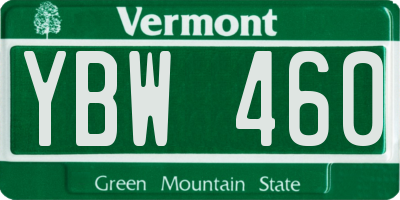 VT license plate YBW460
