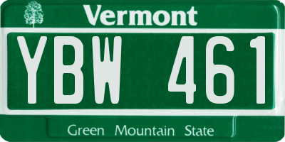 VT license plate YBW461