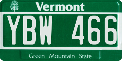 VT license plate YBW466