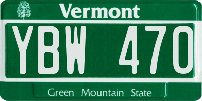VT license plate YBW470