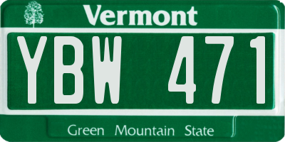 VT license plate YBW471