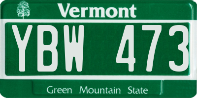 VT license plate YBW473