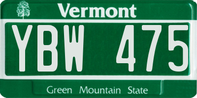 VT license plate YBW475