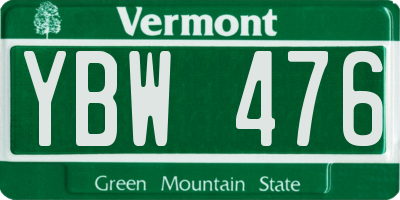 VT license plate YBW476