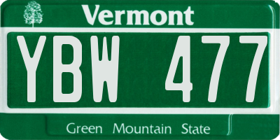 VT license plate YBW477