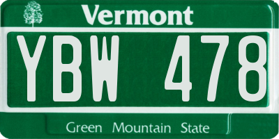 VT license plate YBW478
