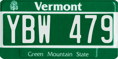 VT license plate YBW479