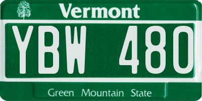 VT license plate YBW480