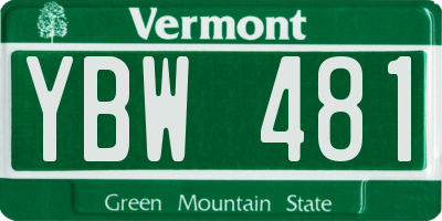 VT license plate YBW481