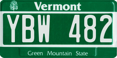 VT license plate YBW482