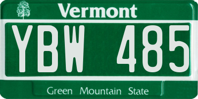 VT license plate YBW485
