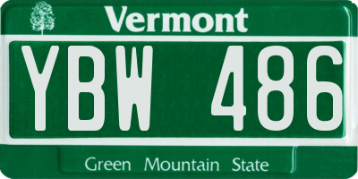 VT license plate YBW486