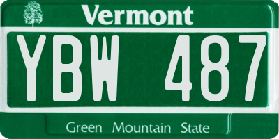 VT license plate YBW487