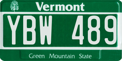 VT license plate YBW489
