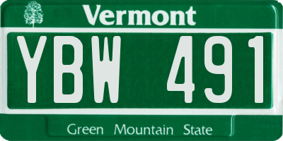 VT license plate YBW491
