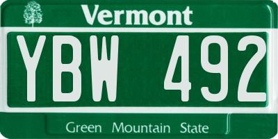 VT license plate YBW492