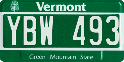VT license plate YBW493