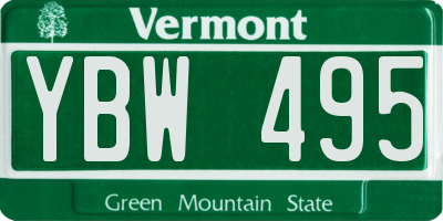 VT license plate YBW495