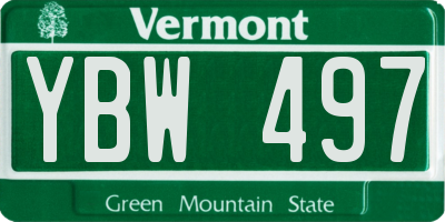 VT license plate YBW497