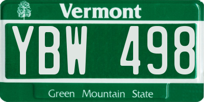 VT license plate YBW498