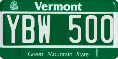 VT license plate YBW500