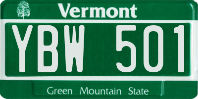 VT license plate YBW501