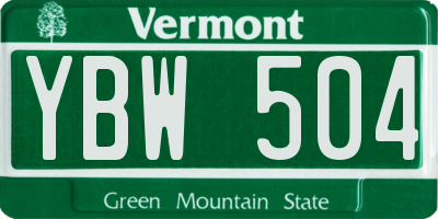 VT license plate YBW504