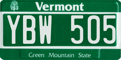 VT license plate YBW505