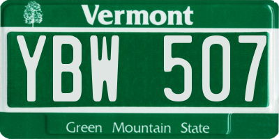 VT license plate YBW507