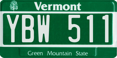 VT license plate YBW511