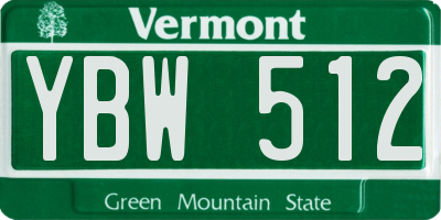VT license plate YBW512