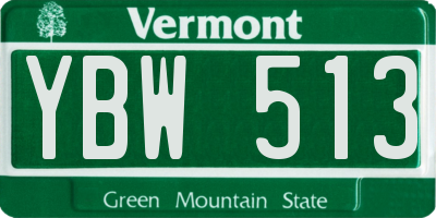 VT license plate YBW513
