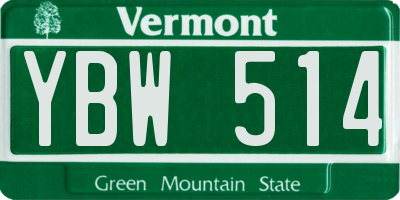 VT license plate YBW514