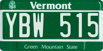 VT license plate YBW515