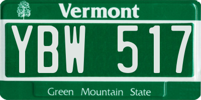 VT license plate YBW517