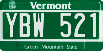 VT license plate YBW521