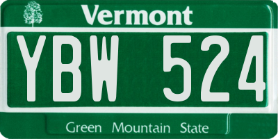 VT license plate YBW524