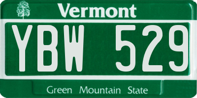 VT license plate YBW529