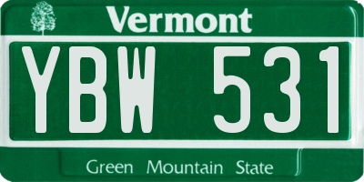 VT license plate YBW531