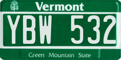 VT license plate YBW532