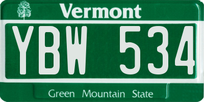 VT license plate YBW534