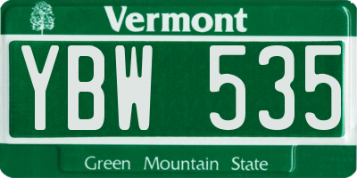 VT license plate YBW535