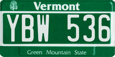 VT license plate YBW536