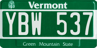 VT license plate YBW537