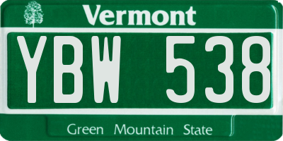 VT license plate YBW538