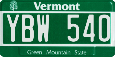VT license plate YBW540
