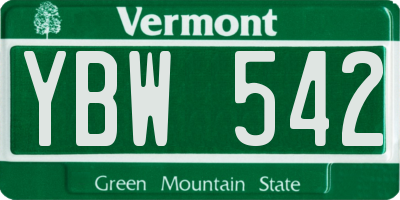 VT license plate YBW542