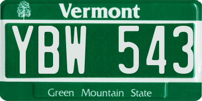 VT license plate YBW543